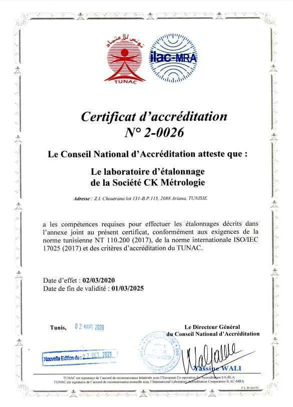 certificat d accréditation